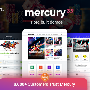Mercury – Affiliate WordPress Theme. Casino, Gambling & Other Niches. Reviews & News